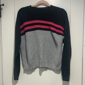 American Eagle Outfitters Black and Gray Sweater with Pink Stripes